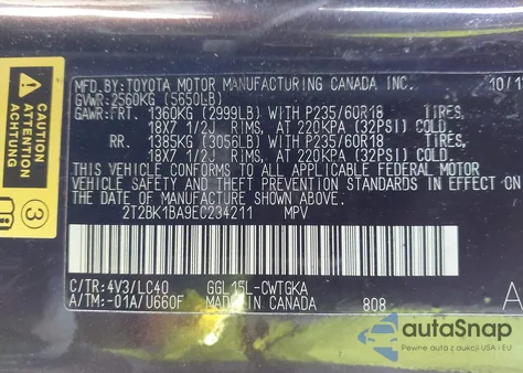 2014 Lexus Rx 350 из США, поврежденный, VIN 2T2BK1BA9EC234211